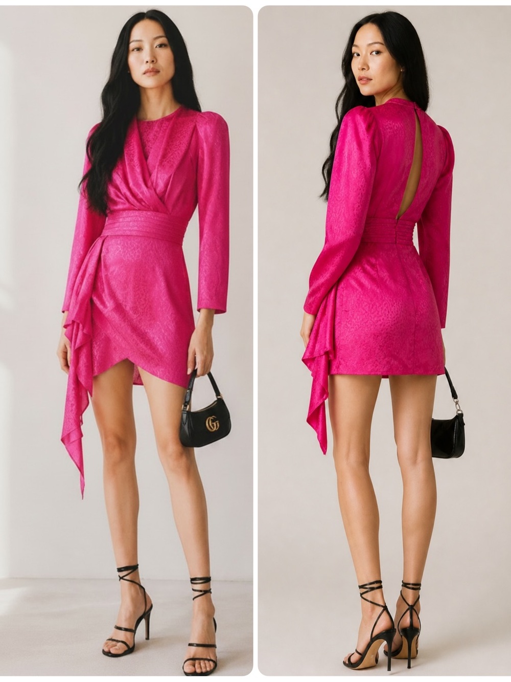 RONNY KOBO Santana Tropical SILK/Viscose Blend Ruffle Pink Mini Dress NWT $697